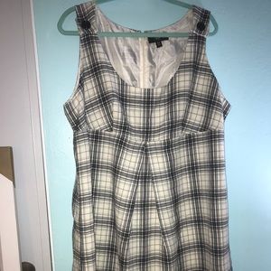 Cream/black flannel jumper dress with buttons